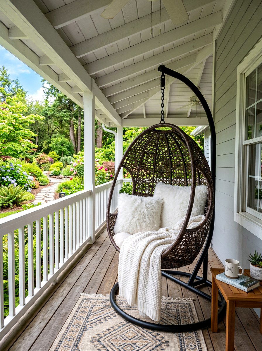 Dark Brown Hanging Egg Chair Retreat - 30 cocoa patio furniture ideas