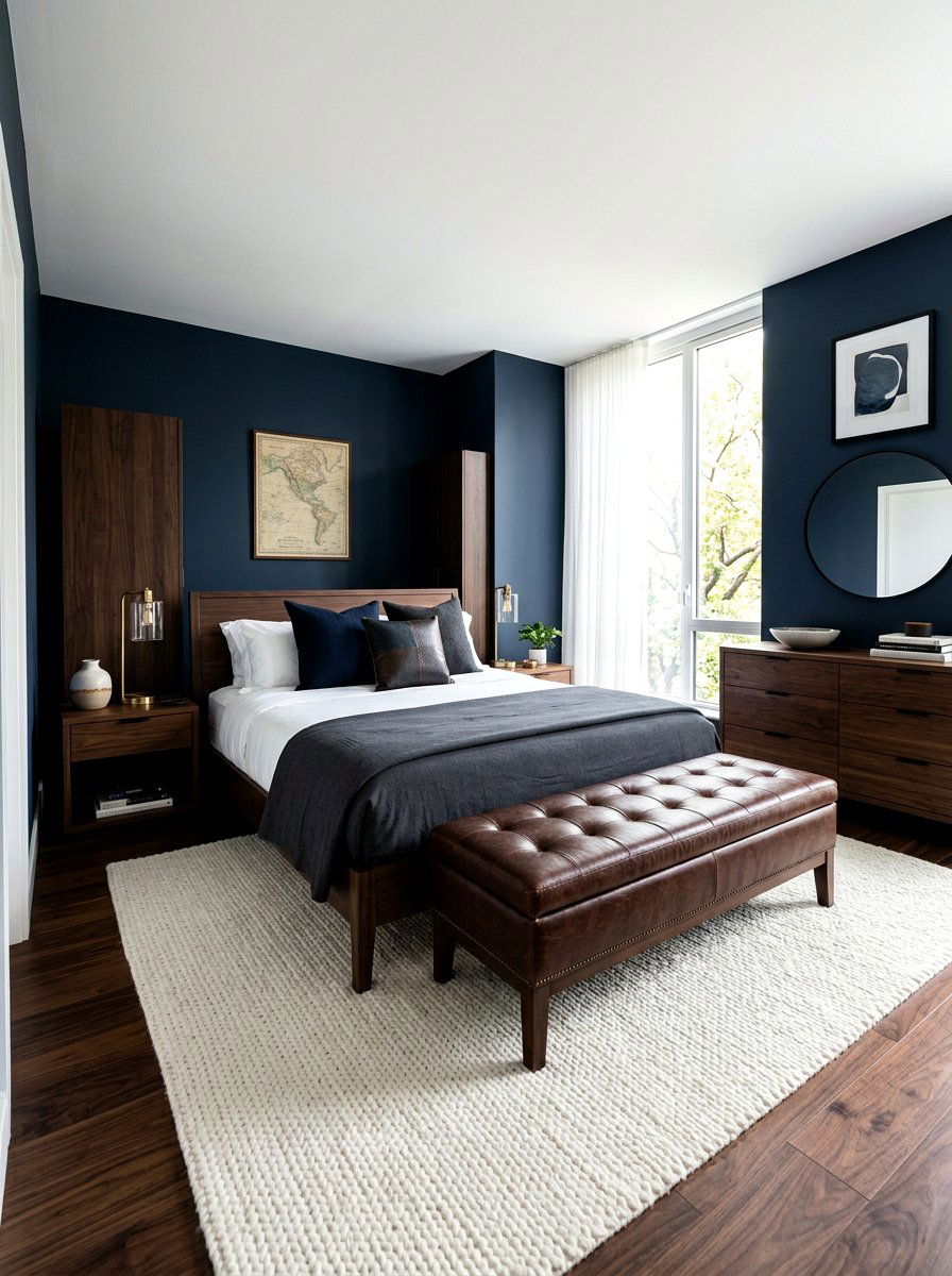 Dark Brown Leather - 30 moody bedroom ideas
