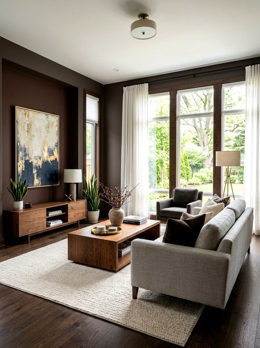Dark Brown Living Room - 30 brown room decor ideas