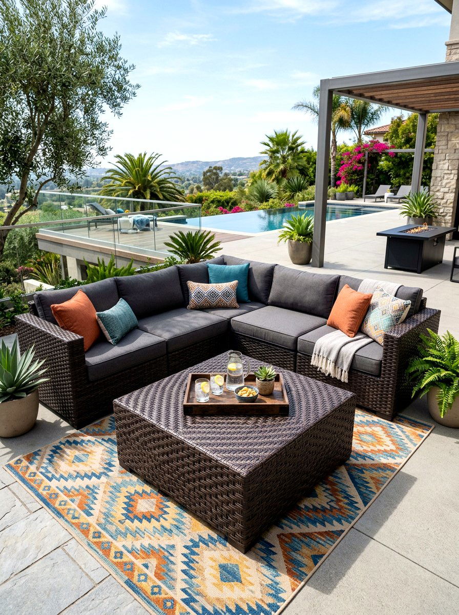 Dark Brown Outdoor Ottoman Lounge - 30 cocoa patio furniture ideas
