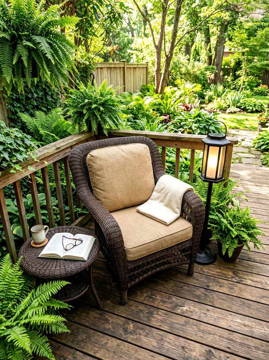 Dark Brown Rattan Reading Nook - 30 cocoa patio furniture ideas