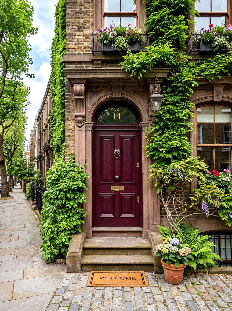 Dark Burgundy Front Door - 30 front door paint color ideas