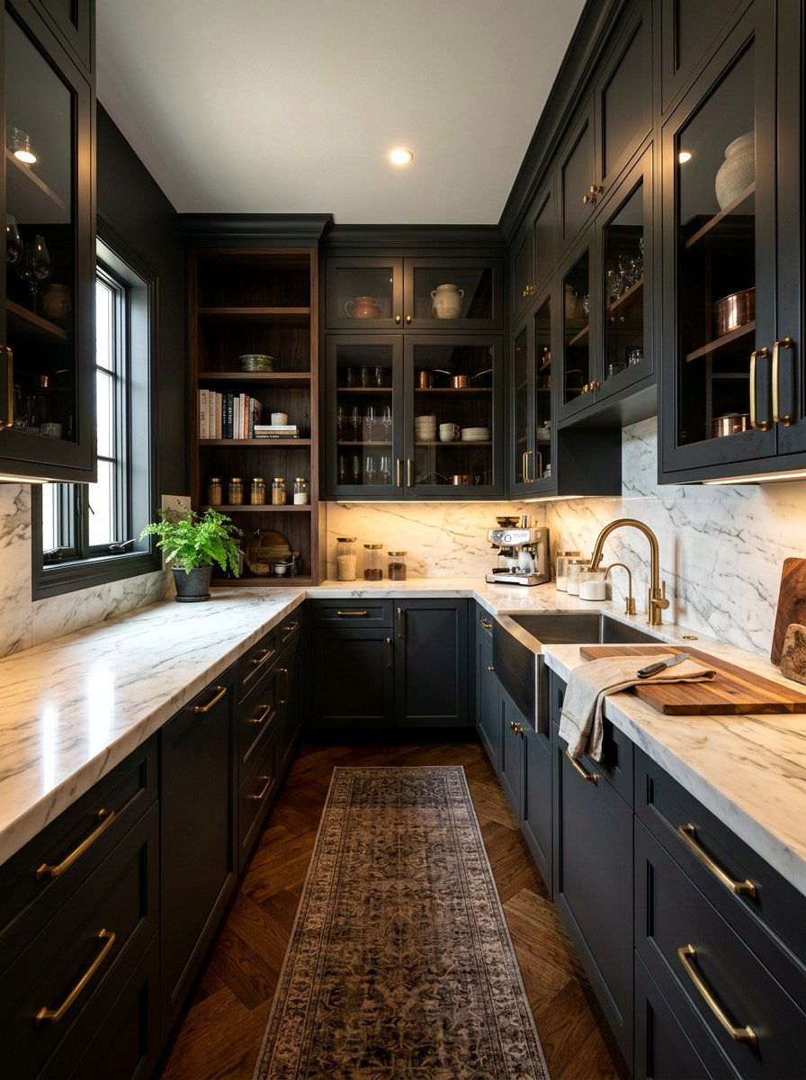 Dark Cabinetry Scullery - 30 messy kitchen ideas