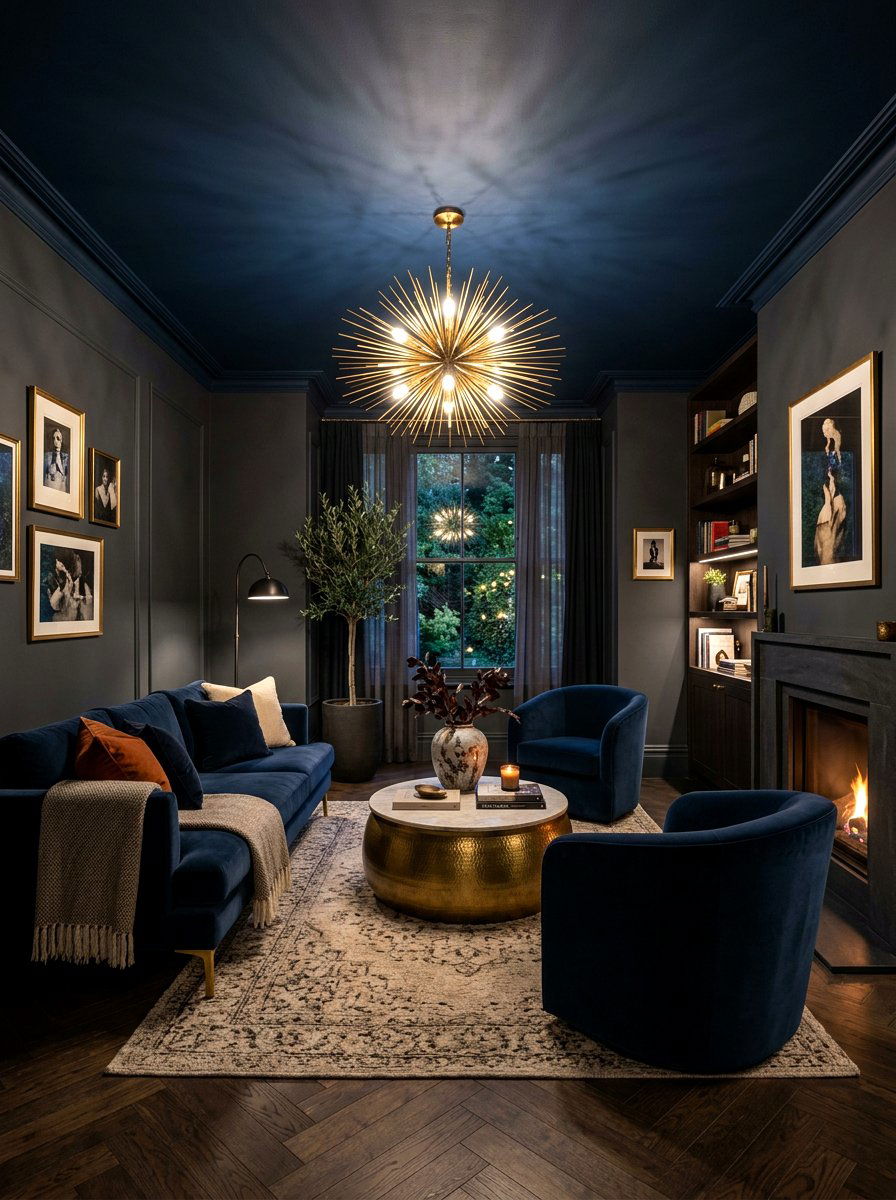 Dark Ceiling Living Room - 30 moody English living room ideas