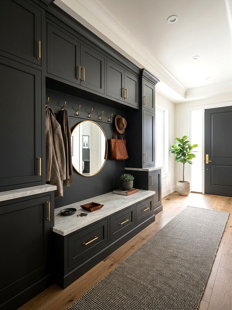 Dark Charcoal Entryway Built In - 30 entry cubby ideas