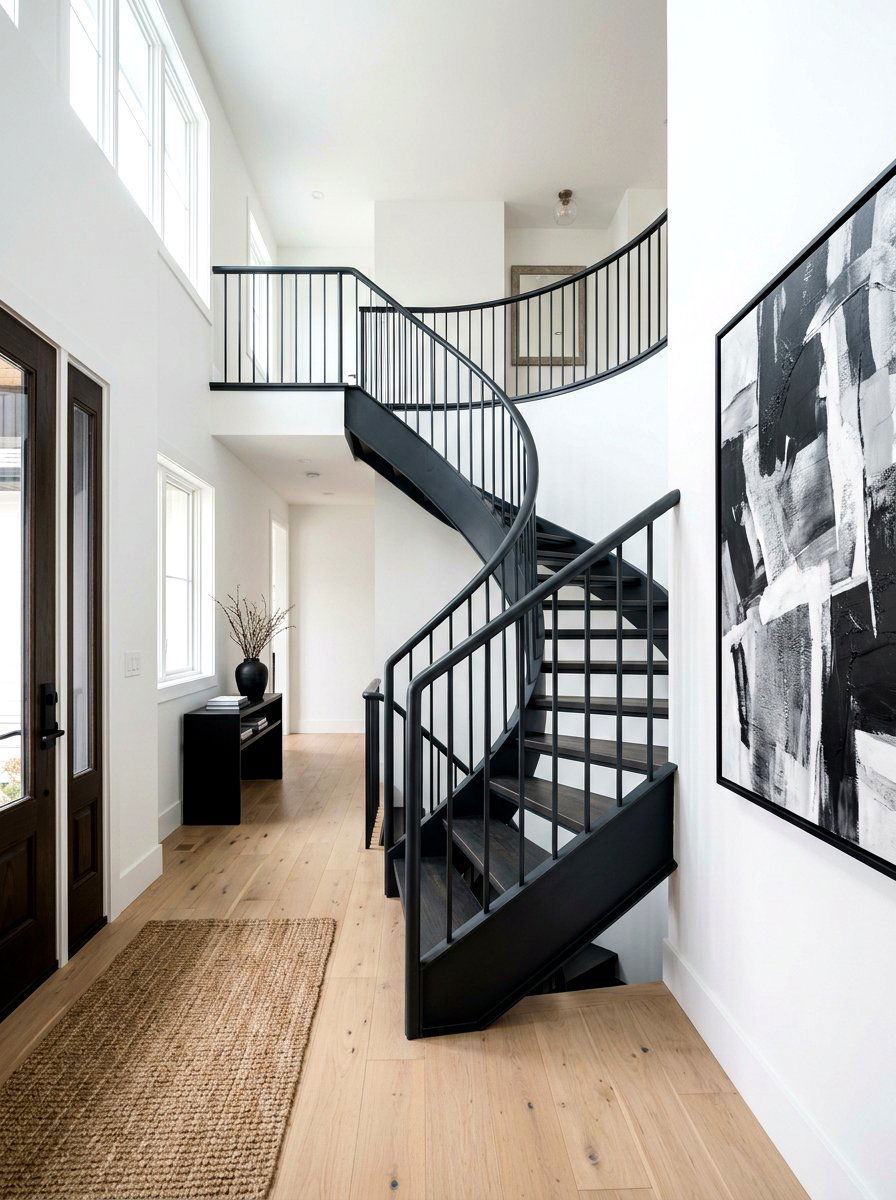 Dark Charcoal Entryway Staircase - 30 elegant foyer staircase ideas