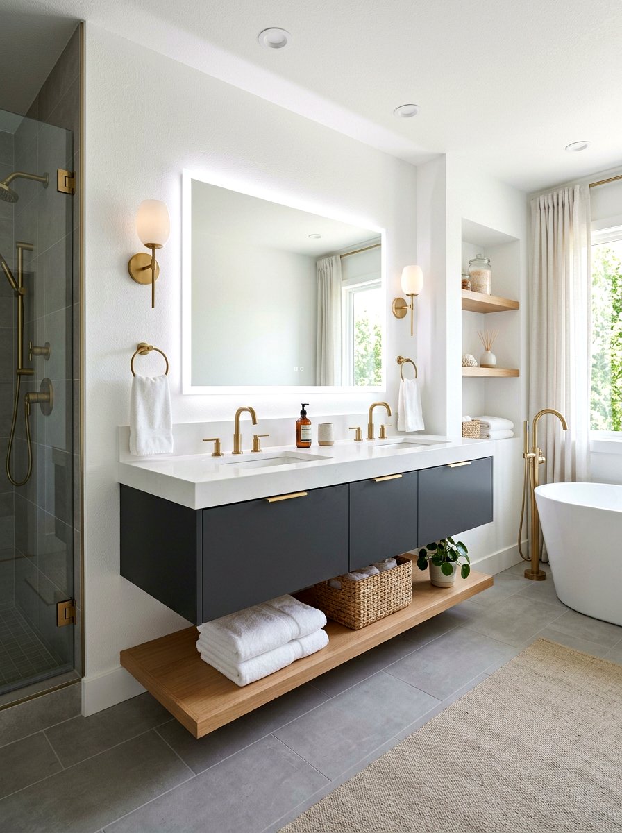 Dark Charcoal Floating Vanity Bathroom - 30 floating vanity ideas