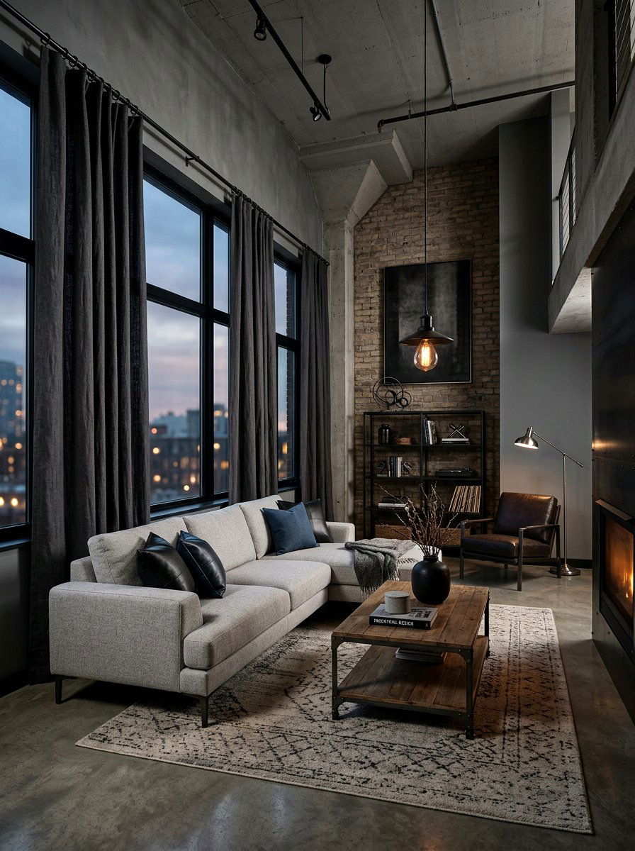 Dark Charcoal Grey Drapes - 30 dramatic drapery living room ideas