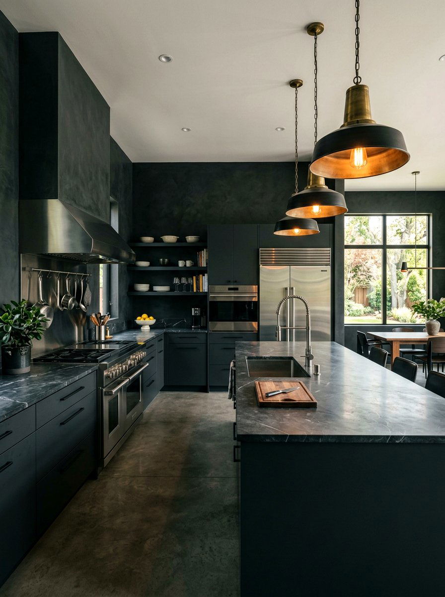 Dark Charcoal Kitchen - 30 tadelakt kitchen ideas
