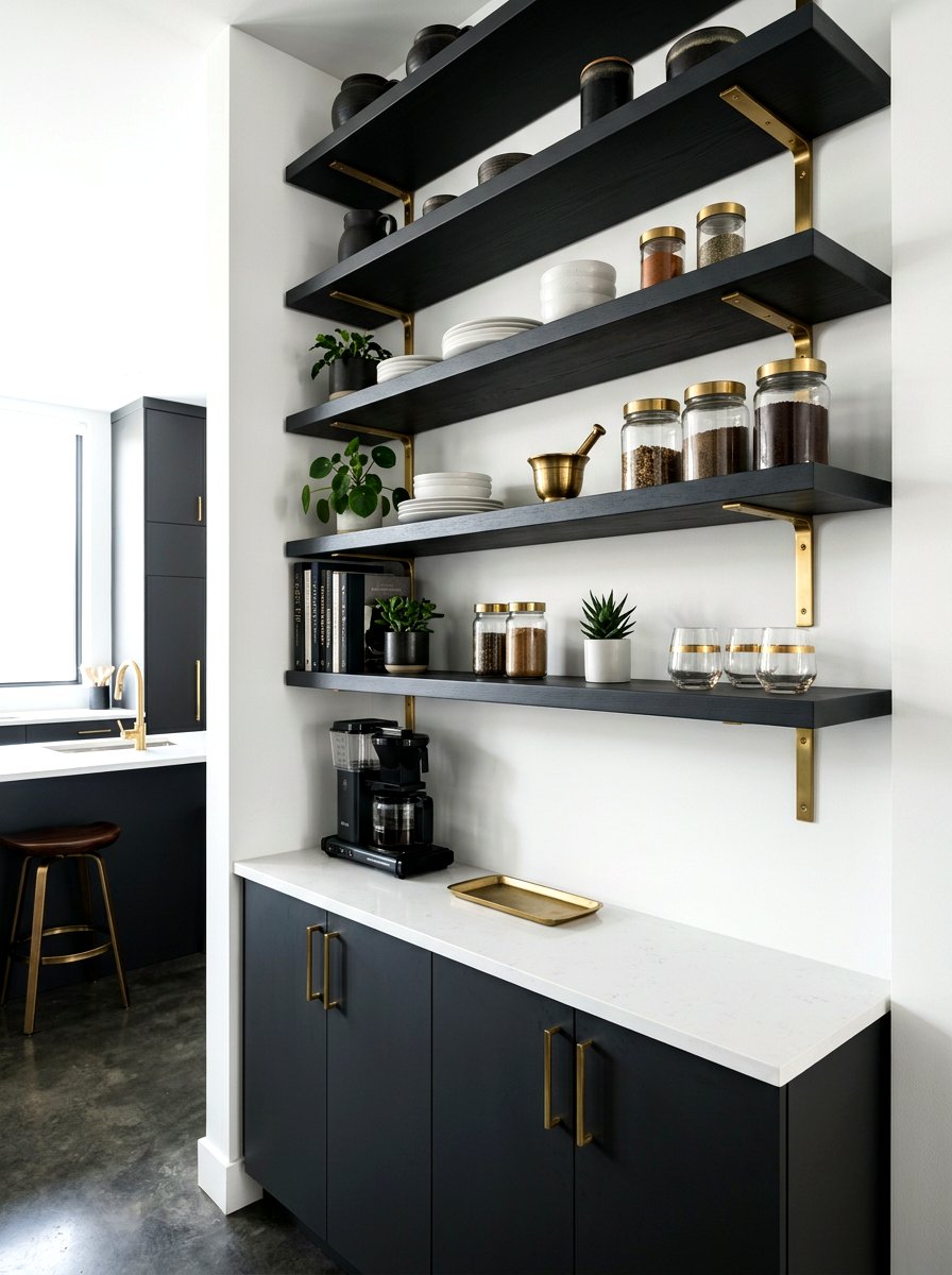 Dark Charcoal Kitchen Shelving - 30 open shelving kitchen decor ideas