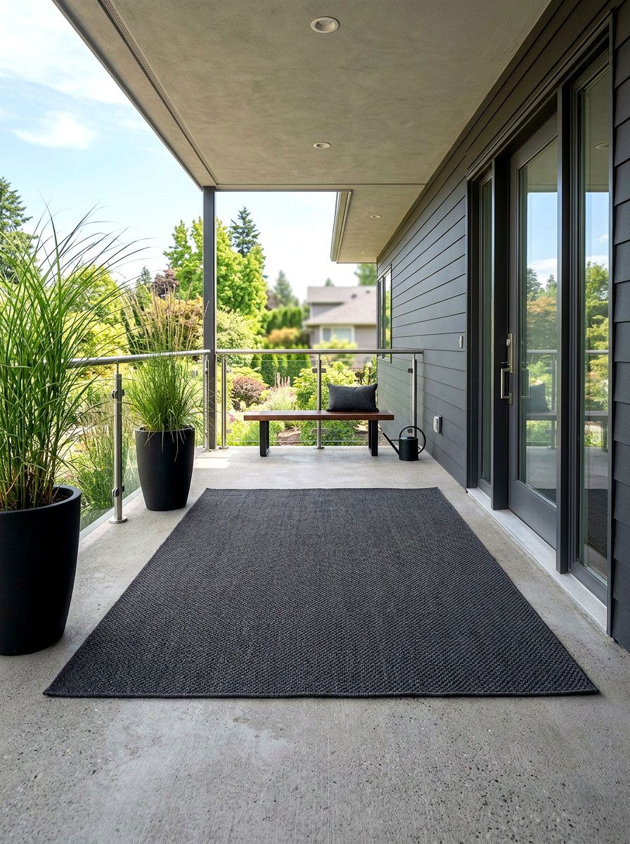 Dark Charcoal Minimalist Rug - 30 front porch rug ideas
