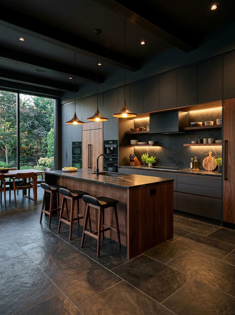 Dark Charcoal Modern Kitchen - 30 modern rustic kitchen ideas