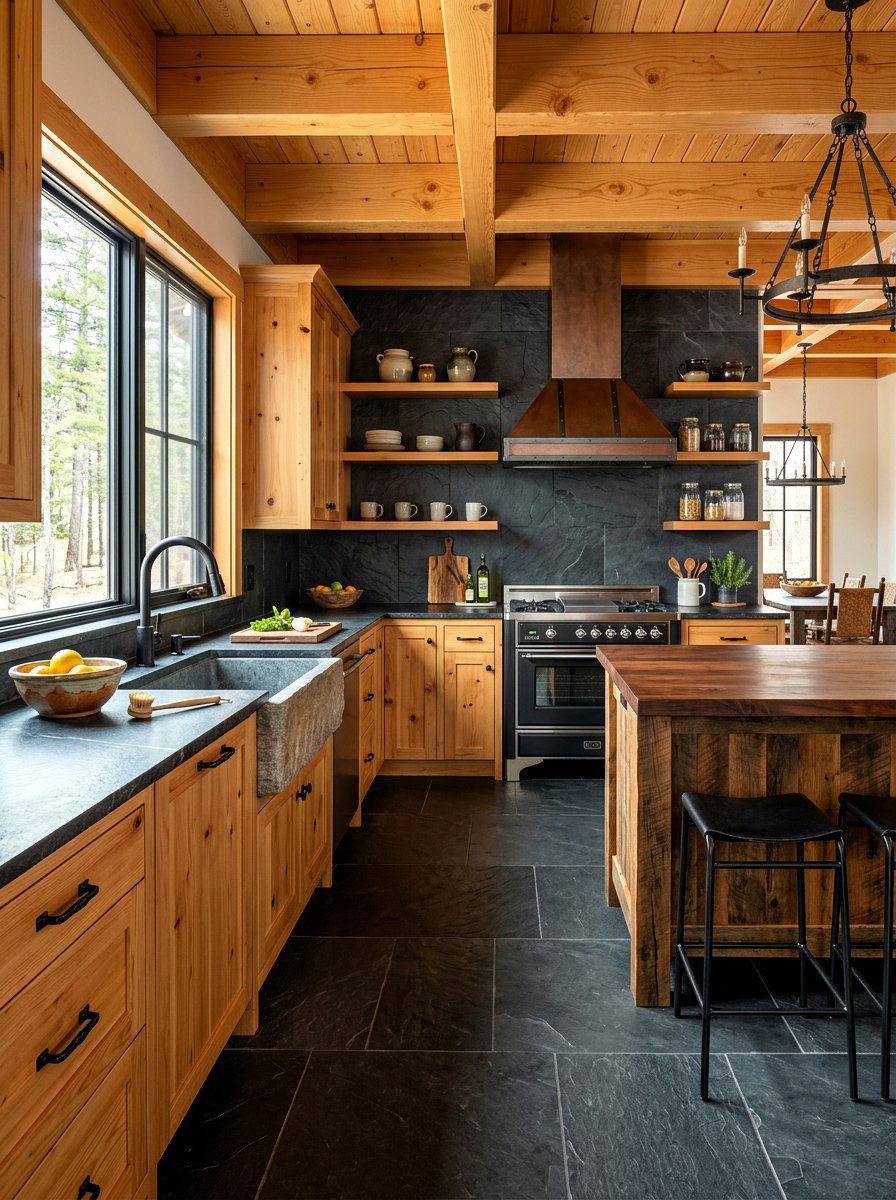 Dark Charcoal Slate - 30 kitchen backsplash ideas