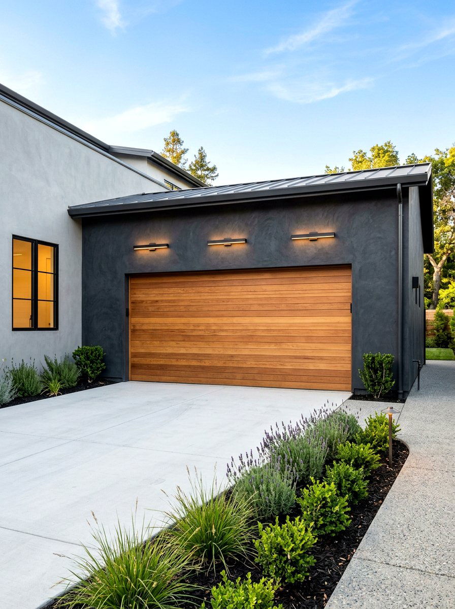 Dark Charcoal Stucco - 30 garage facade ideas