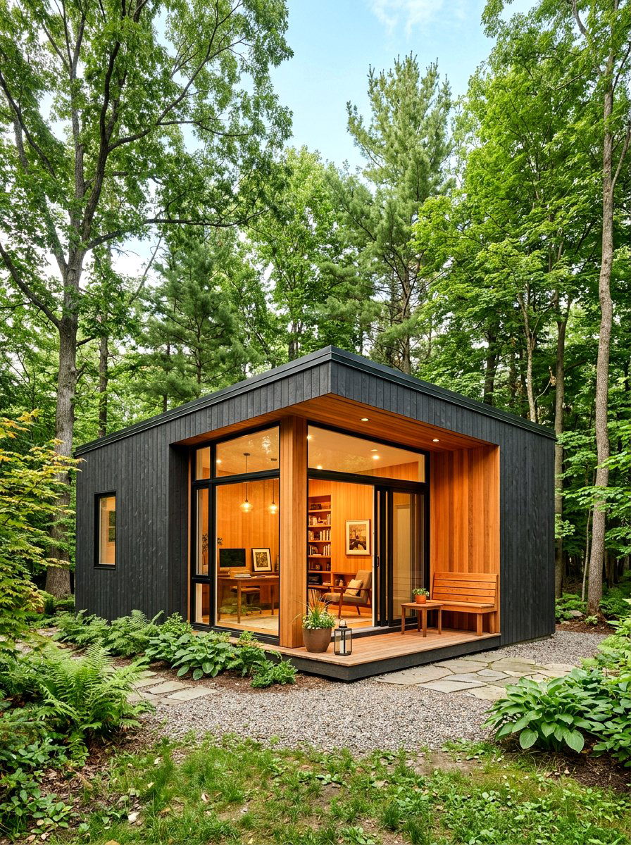Dark Charcoal Studio - 30 backyard studio shed ideas