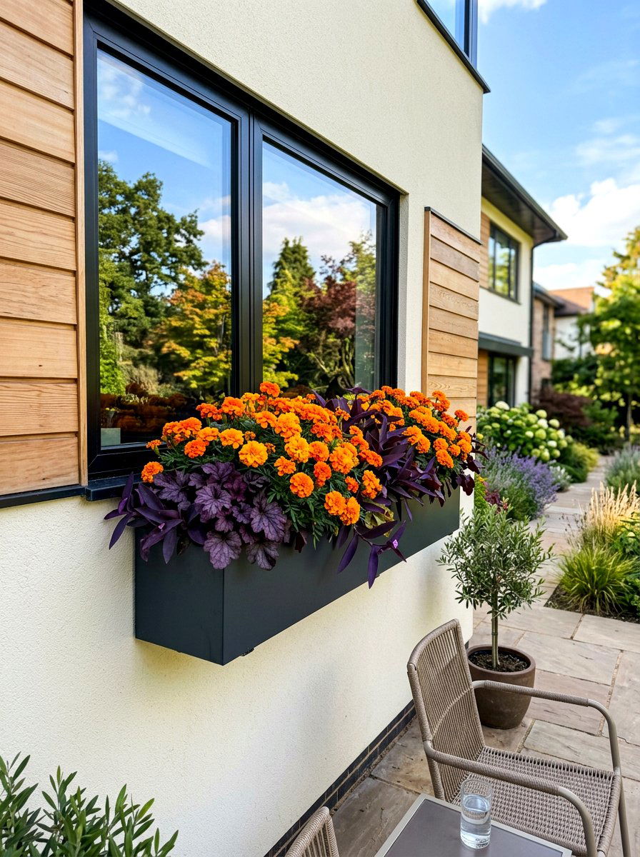 Dark Charcoal Window Box - 30 exterior flower box ideas