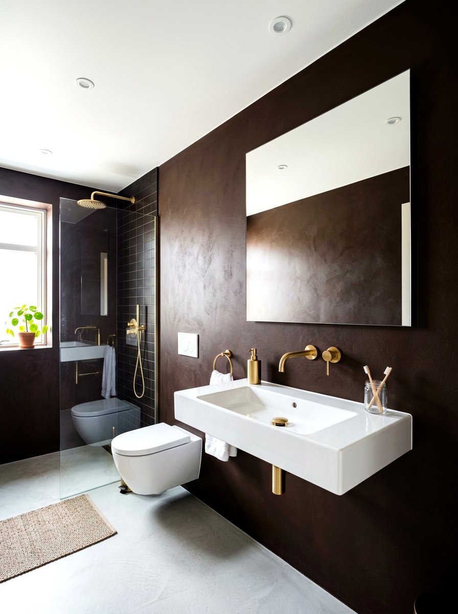 Dark Chocolate Bathroom Walls - 30 chocolate bathroom ideas