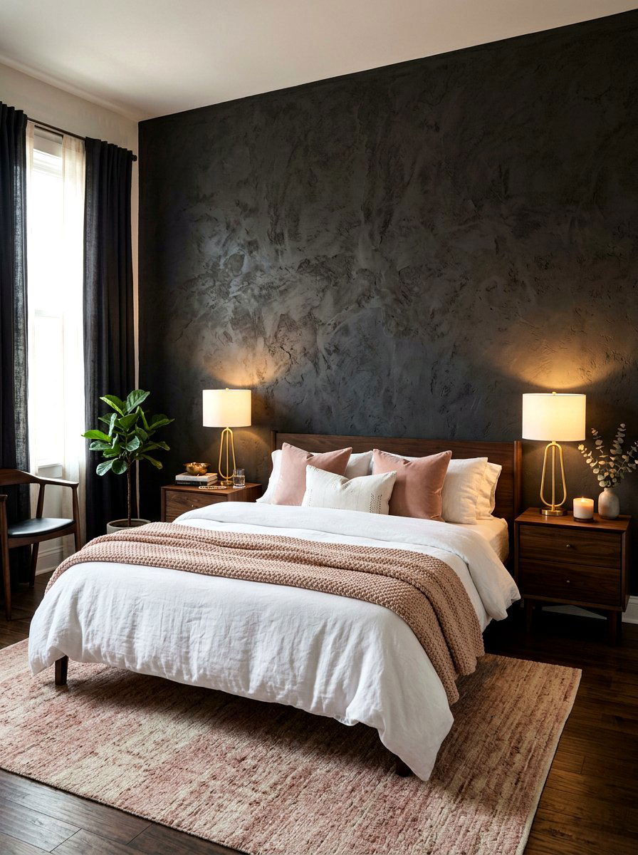 Dark Clay Wall - 30 clay and blush bedroom ideas