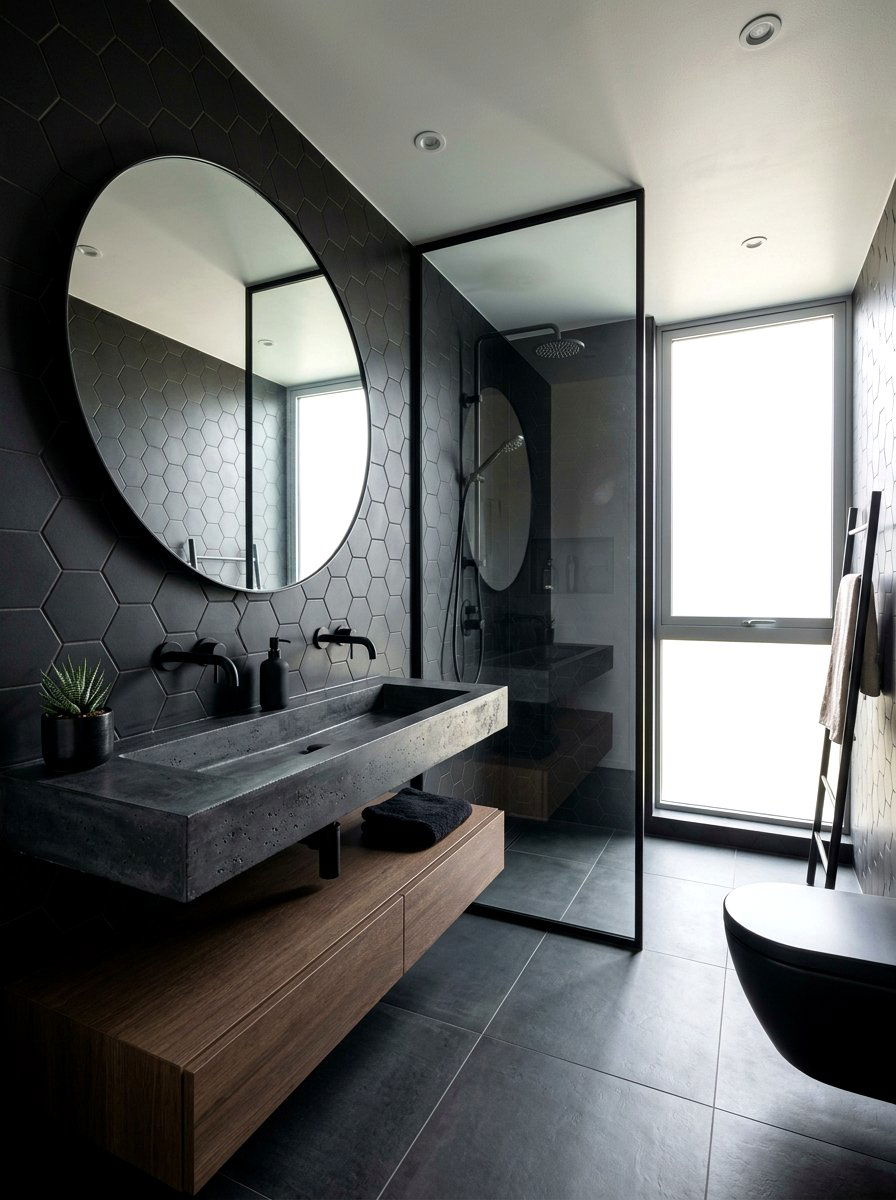 Dark Concrete Sink Black Fixtures - 30 concrete sink bathroom ideas