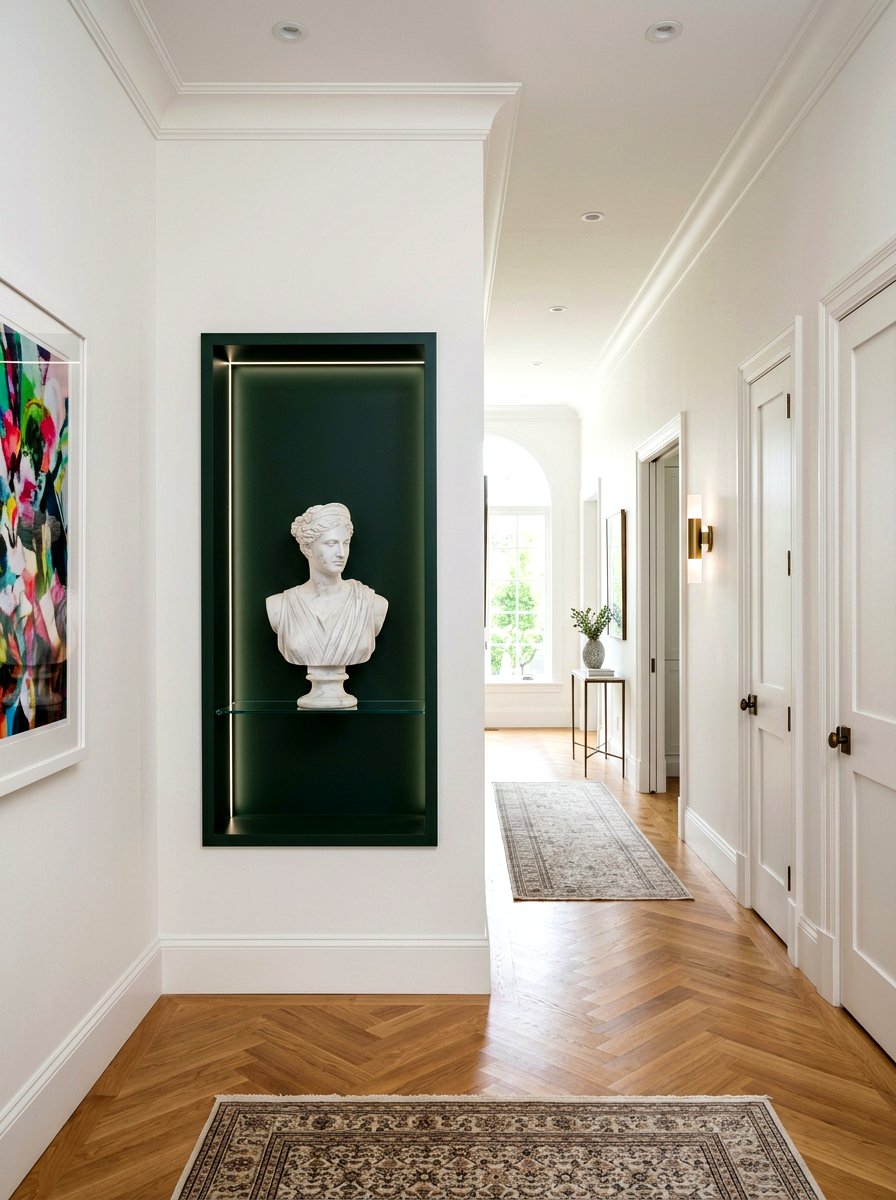 Dark Contrast Paint Niche - 30 built in hall niche ideas
