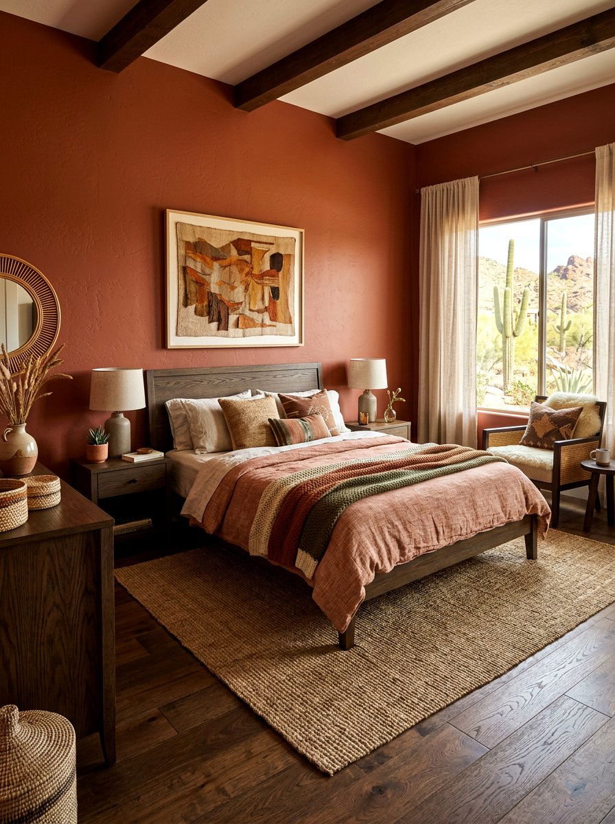 Dark Earth Tone Bedroom - 30 moody hotel bedroom ideas