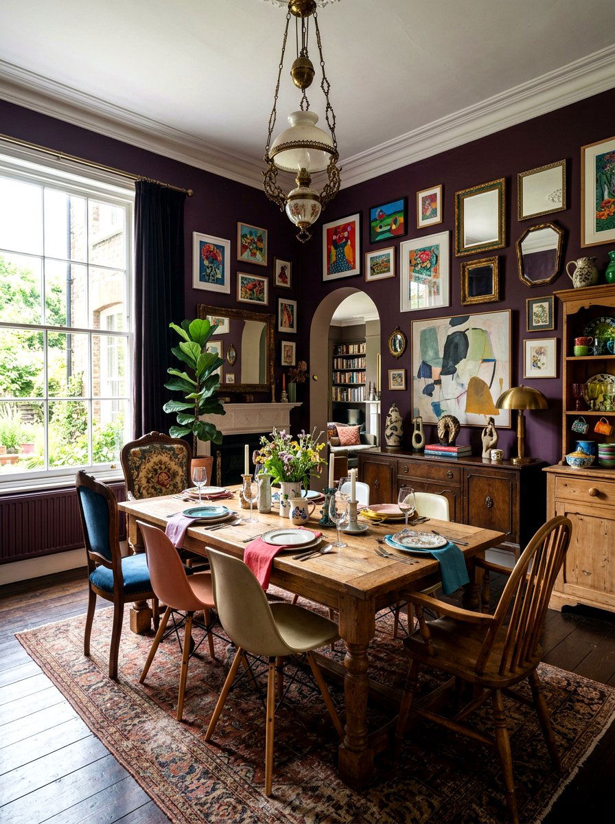 Dark Eclectic Dining Room - 30 moody dining room ideas