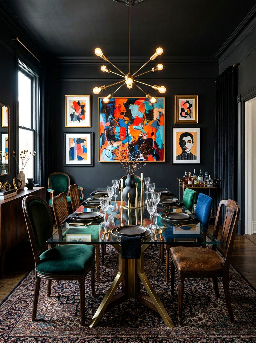 Dark Eclectic Dining Room - 30 dark moody dining room ideas