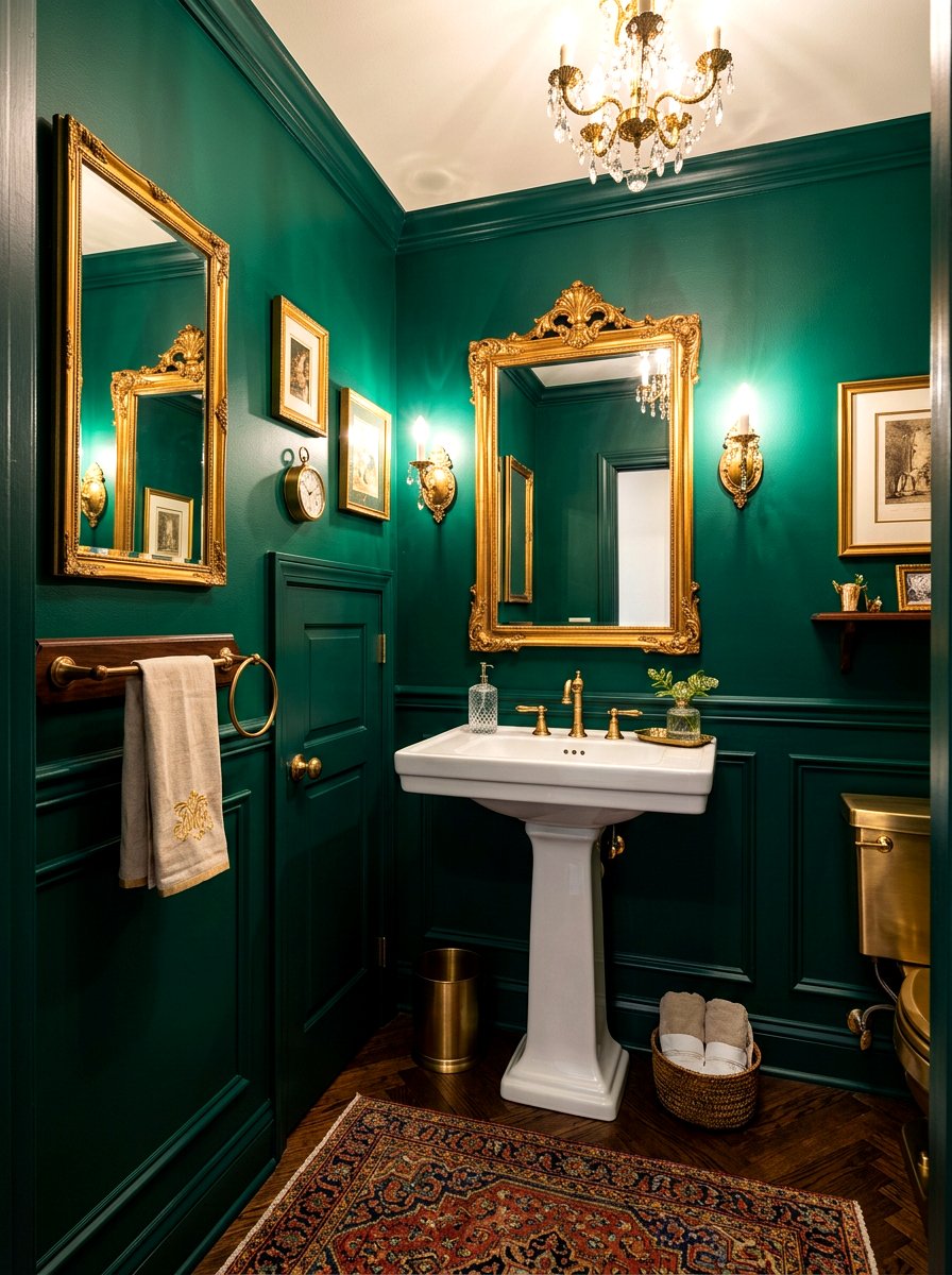 Dark Emerald Powder - 30 dark moody wall ideas