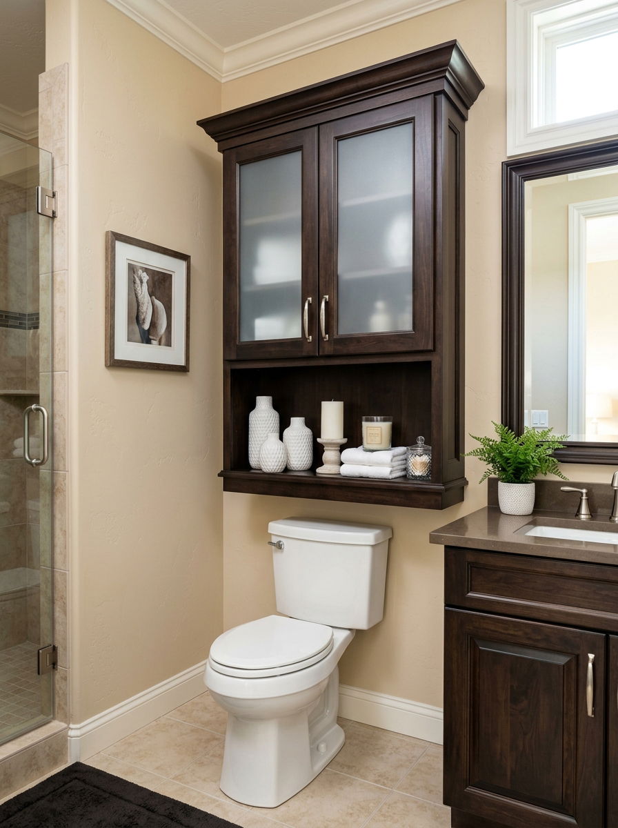 Dark Espresso Bathroom Hutch - 30 over toilet cabinet ideas