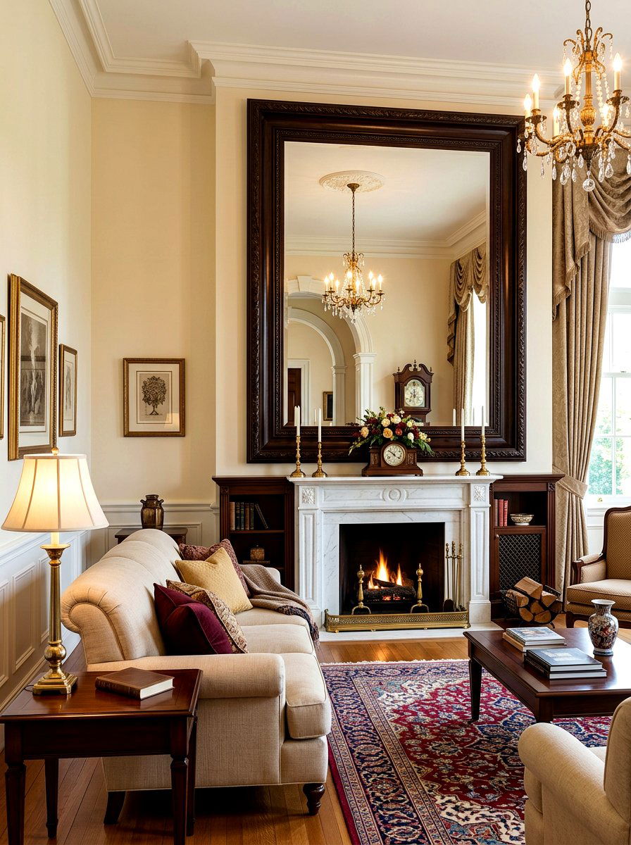 Dark Espresso Wood Mirror - 30 statement floor mirror living room ideas