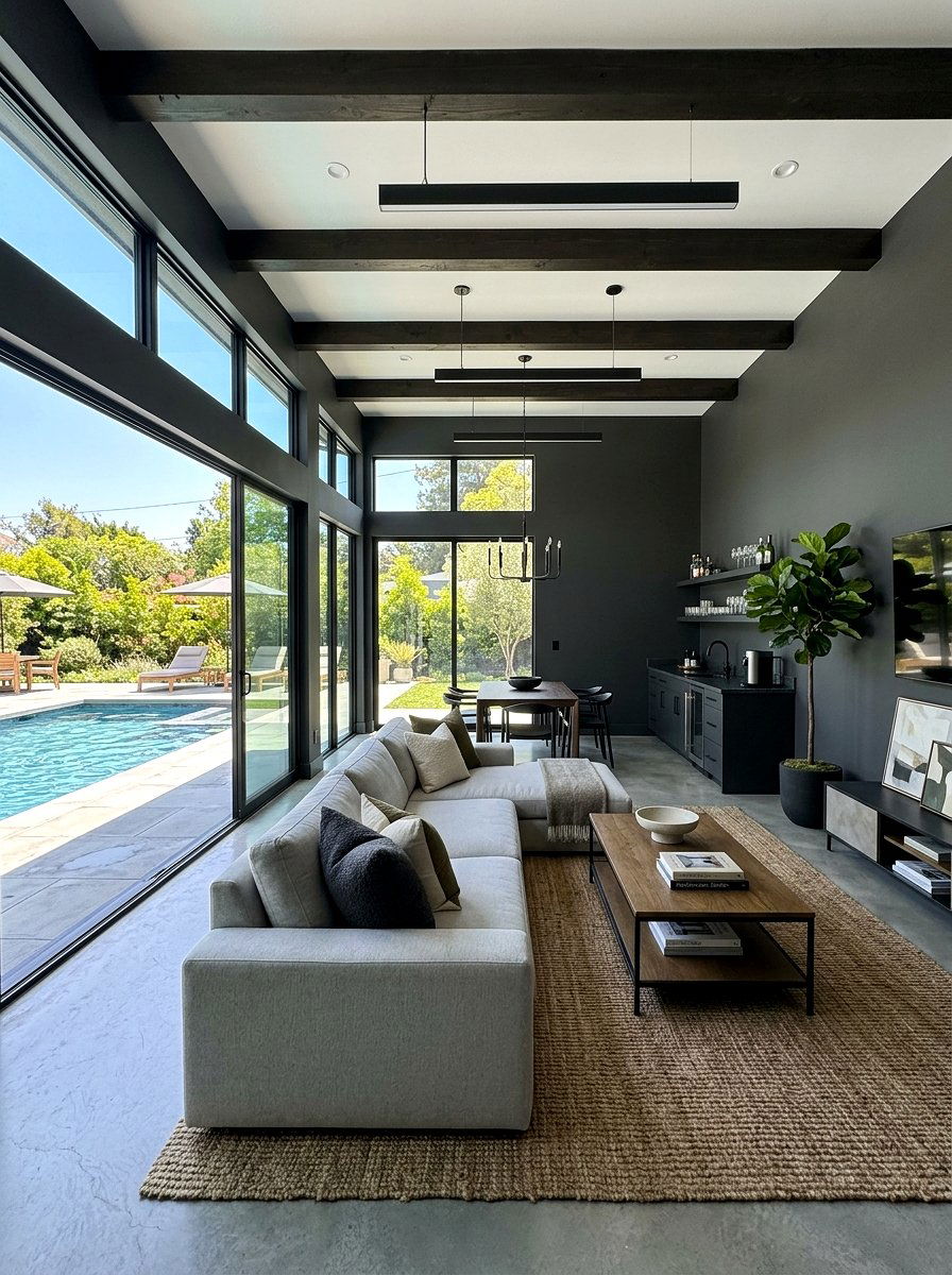 Dark Finish Pool House - 30 pool house decor ideas