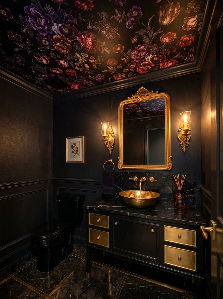 Dark Floral Ceiling - 30 vintage floral ceiling ideas