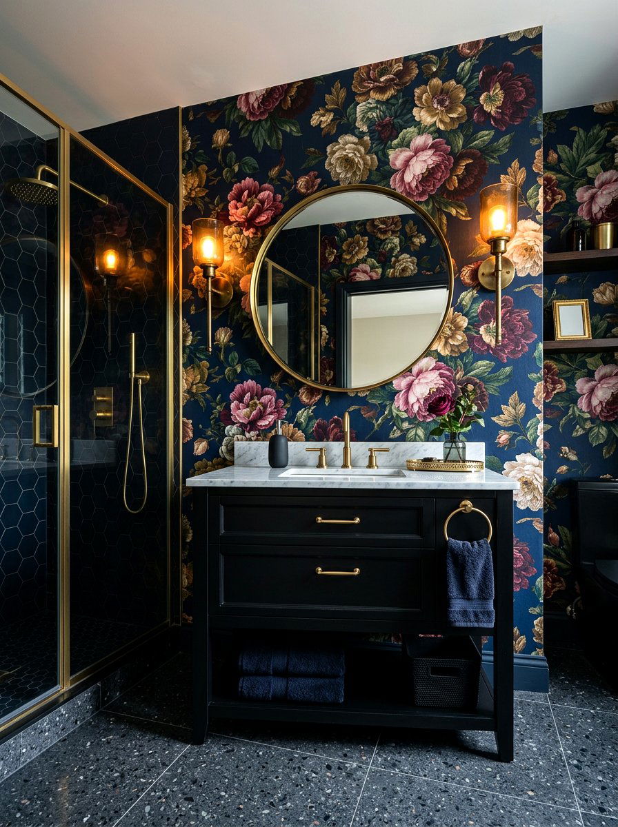 Dark Floral Drama - 30 bloomcore bathroom ideas