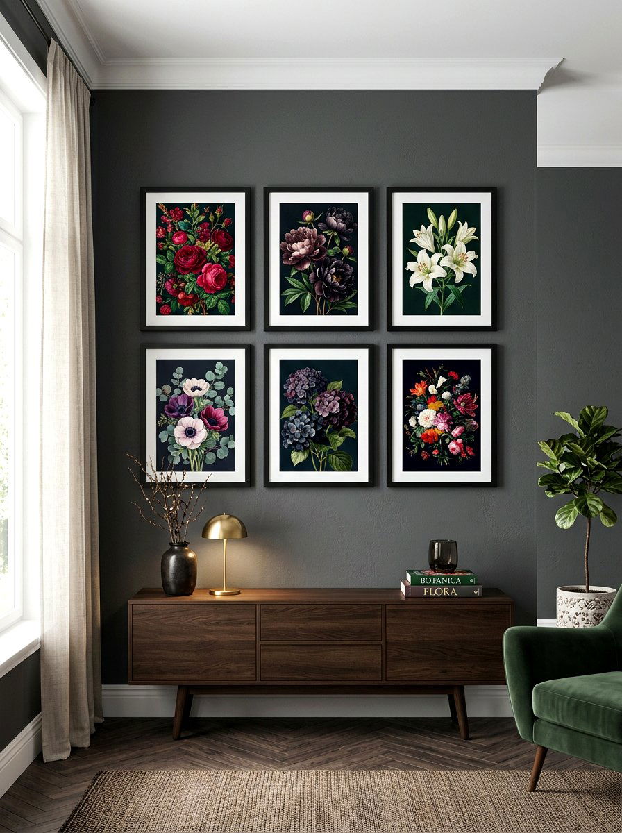 Dark Floral Frame Gallery - 30 dark floral bedroom aesthetic ideas