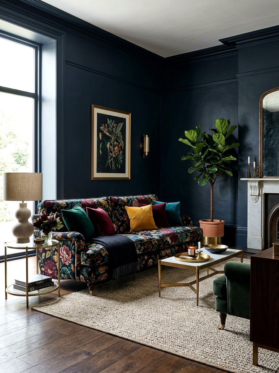 Dark Floral Sofa Styling - 30 dark floral living room ideas