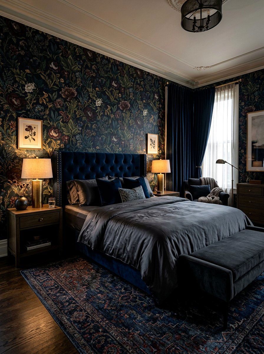 Dark Floral Wallpaper - 30 floral wallpaper bedroom ideas