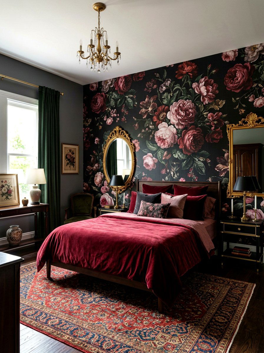 Dark Floral Wallpaper Bedroom - 30 dark bedroom ideas