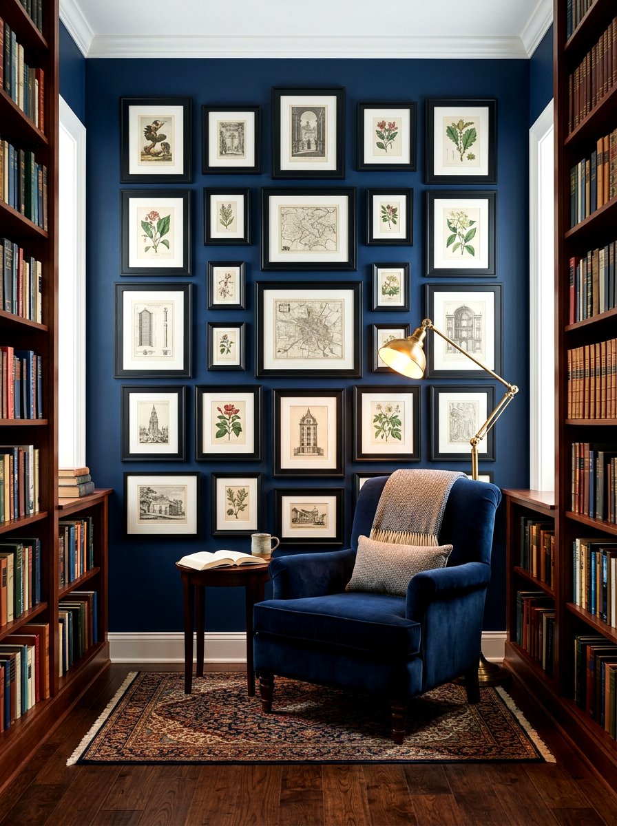 Dark Frame Accent Wall - 30 family photo wall ideas
