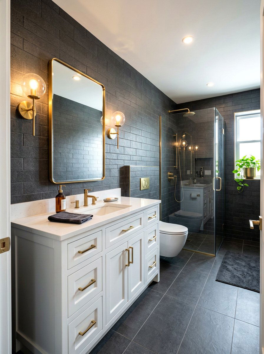 Dark Gray And Brass Bathroom - 30 bathroom color scheme ideas