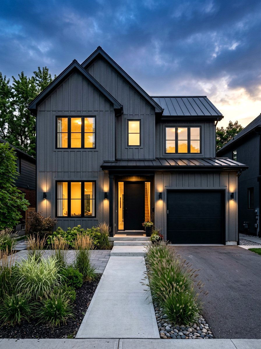 Dark Gray Black Trim - 30 black trim exterior ideas