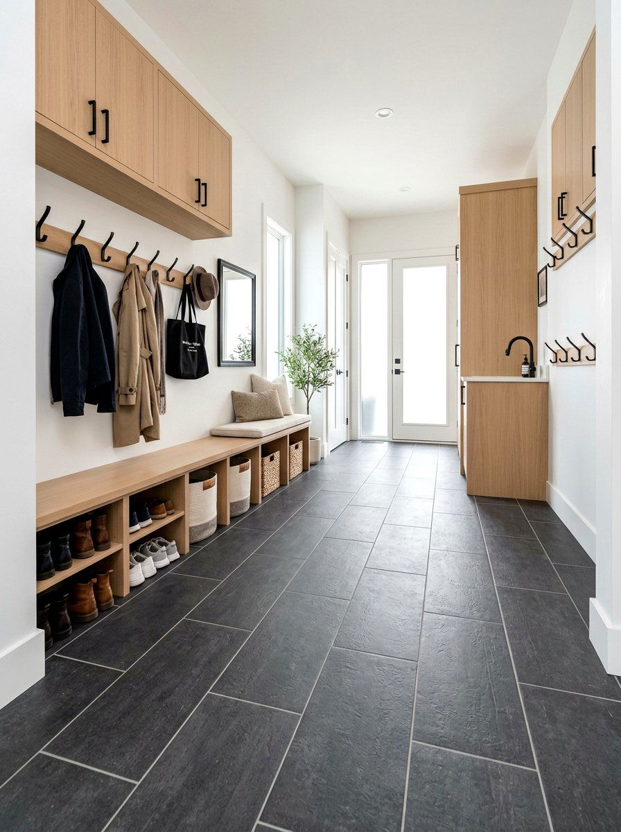 Dark Gray Mudroom Tile - 30 mudroom tile floor ideas