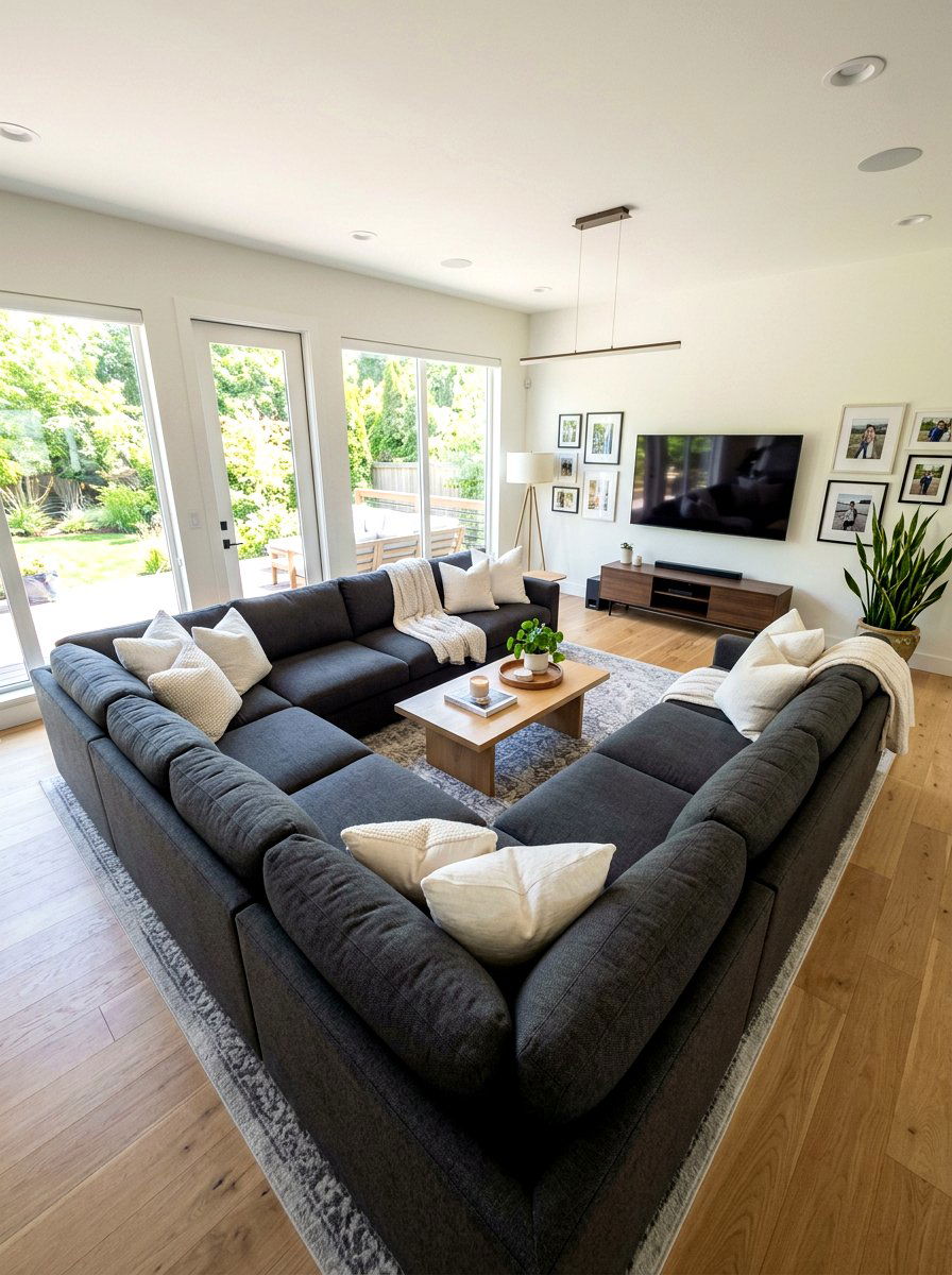Dark Gray Pit Sectional - 30 pit sofa living room ideas