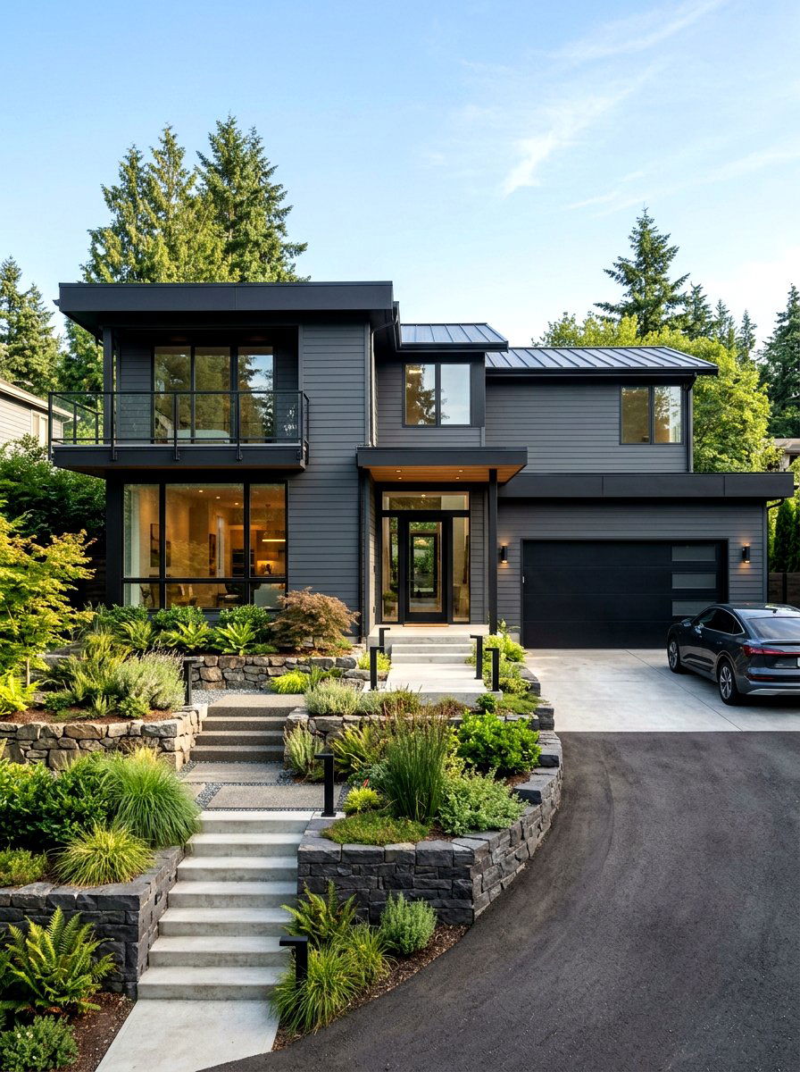 Dark Gray Siding Black Trim - 30 horizontal siding exterior ideas