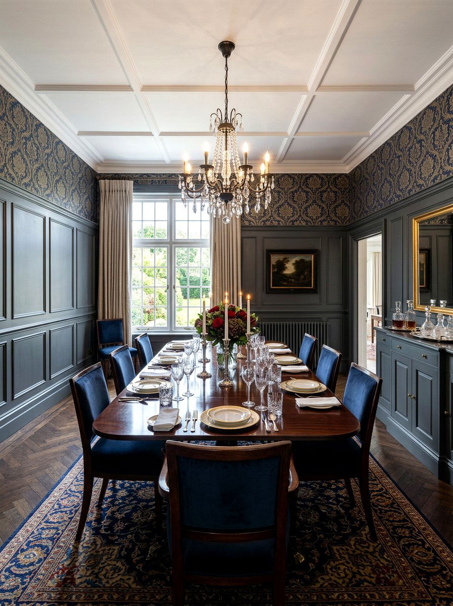 Dark Gray Wainscoting Dining Room - 30 dark moody dining room ideas