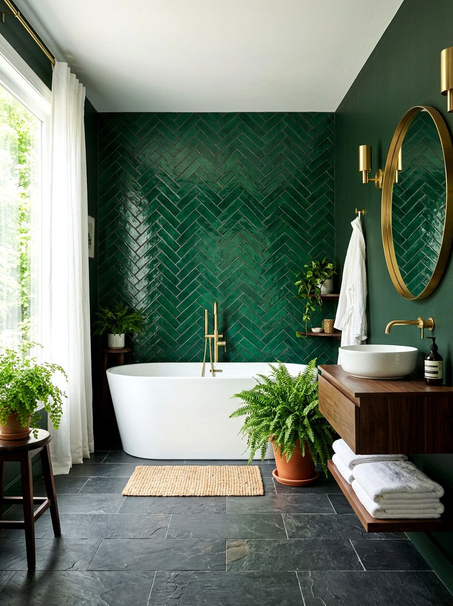 Dark Green Bathroom - 30 moody bathroom ideas