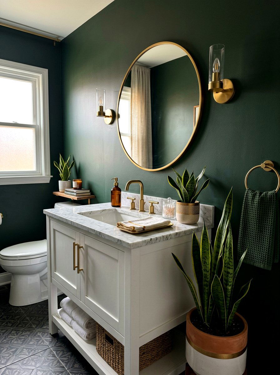 Dark Green Bathroom Walls - 30 guest bathroom ideas