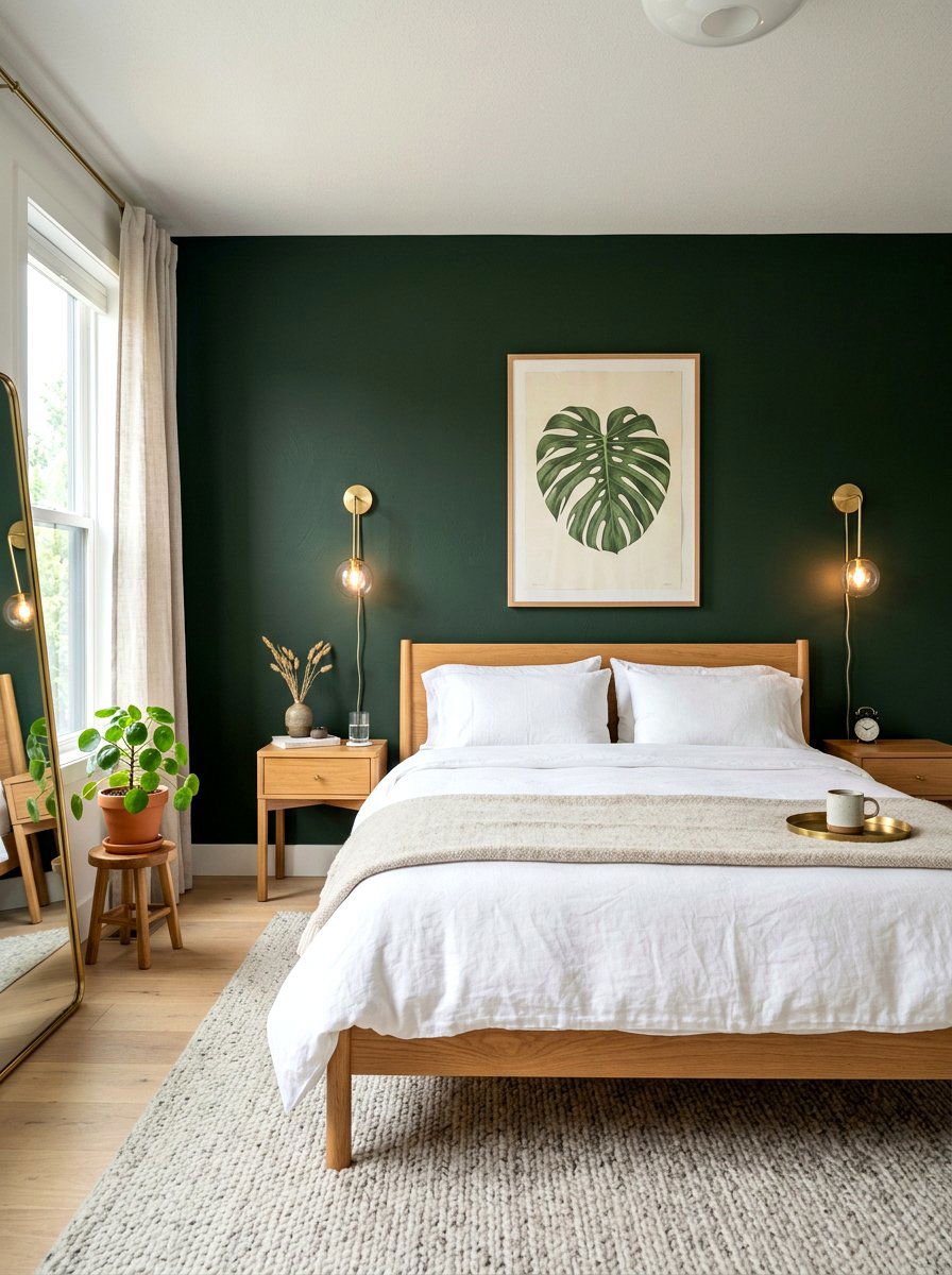 Dark Green Bedroom Wall - 30 accent wall ideas