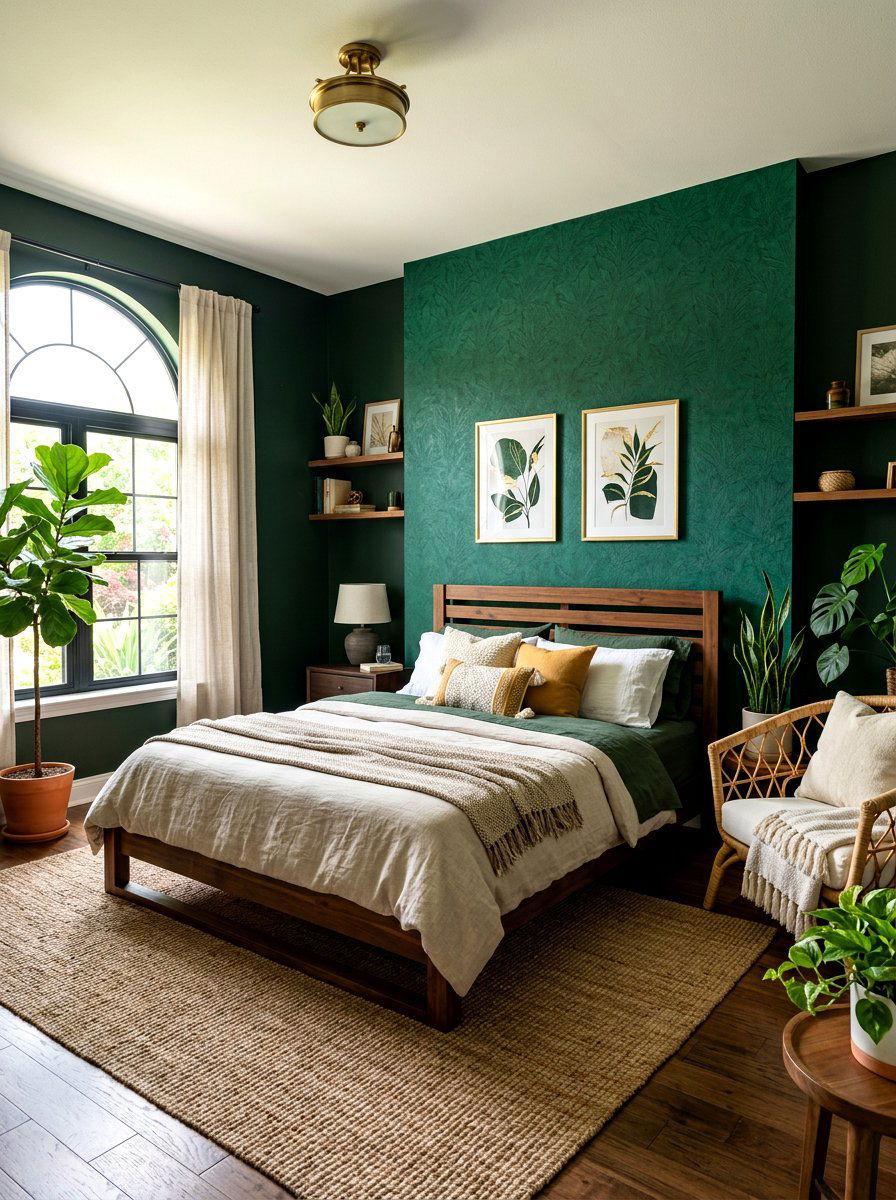 Dark Green Bedroom - 30 tiny room big color ideas