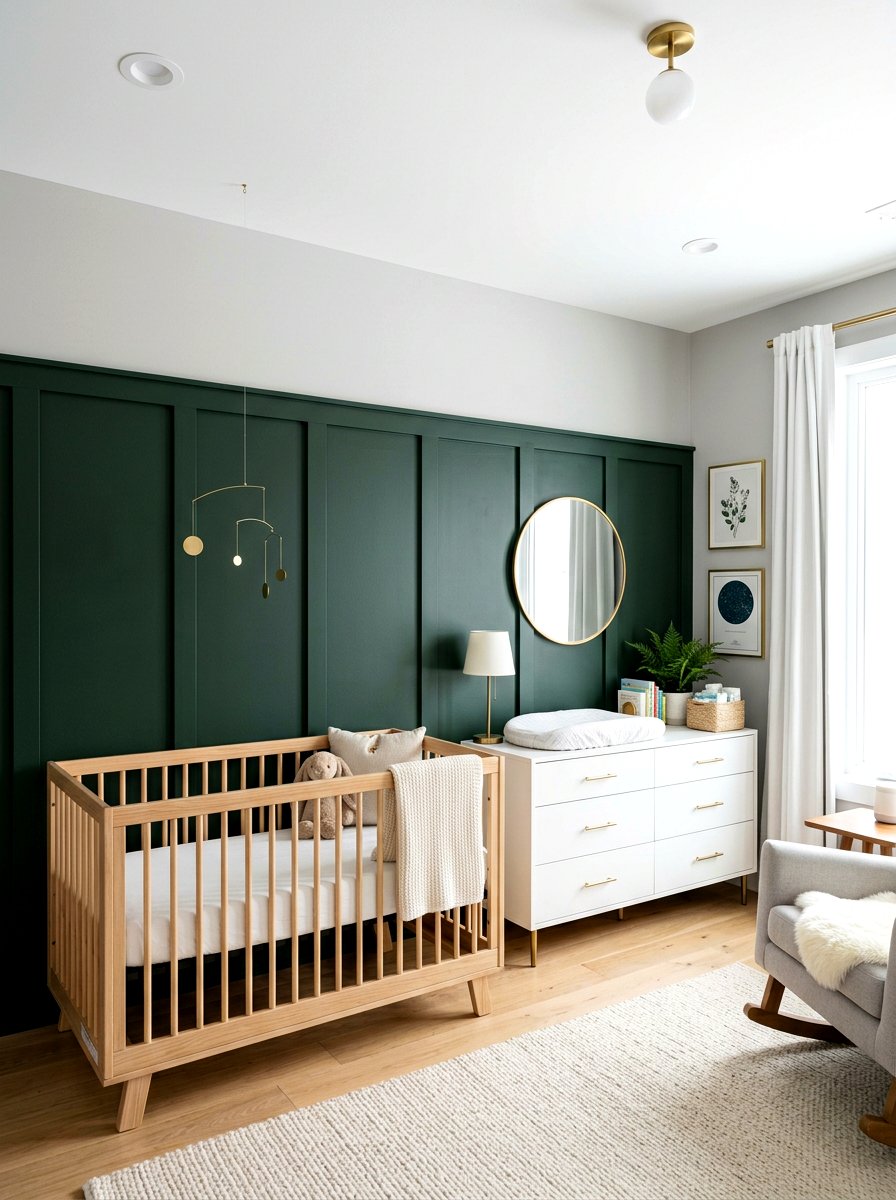 Dark Green Board And Batten - 30 nursery accent wall ideas