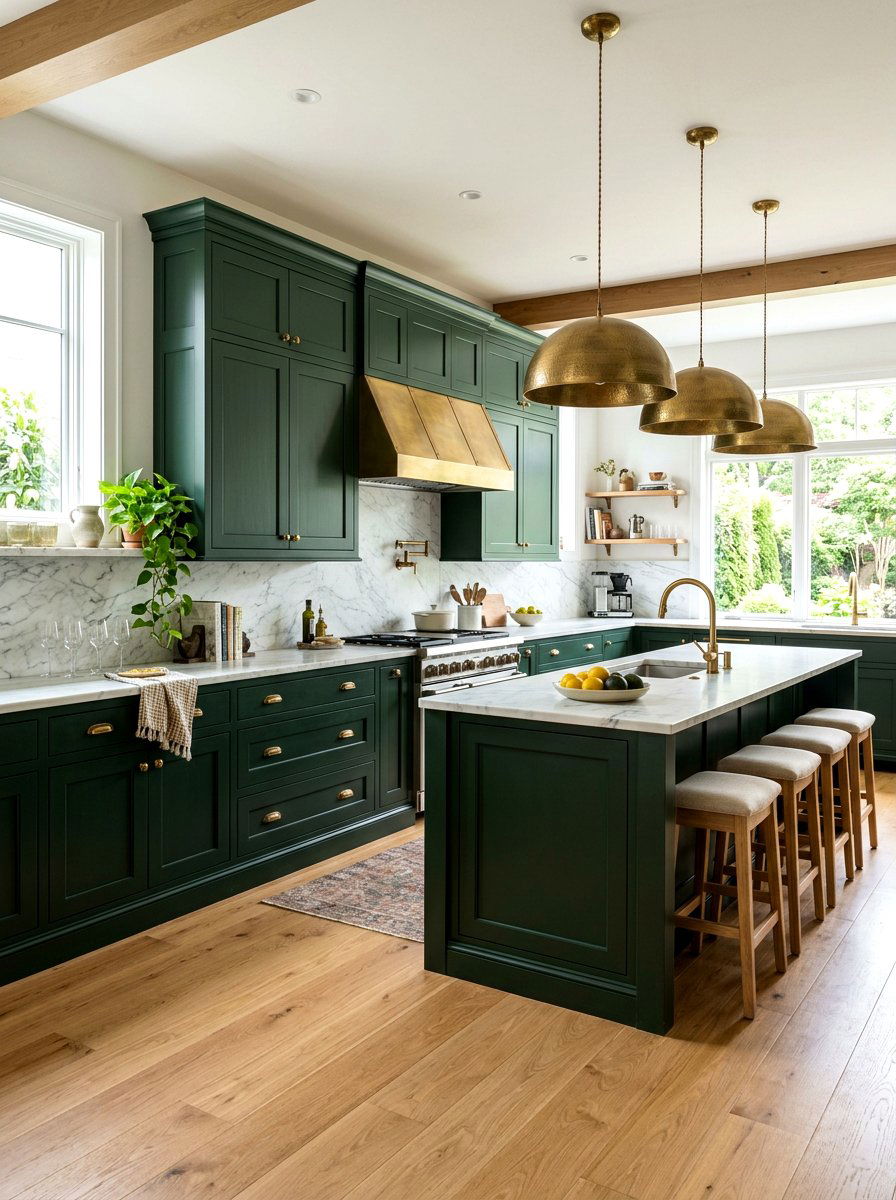 Dark Green Cabinets - 30 maximalist kitchen ideas